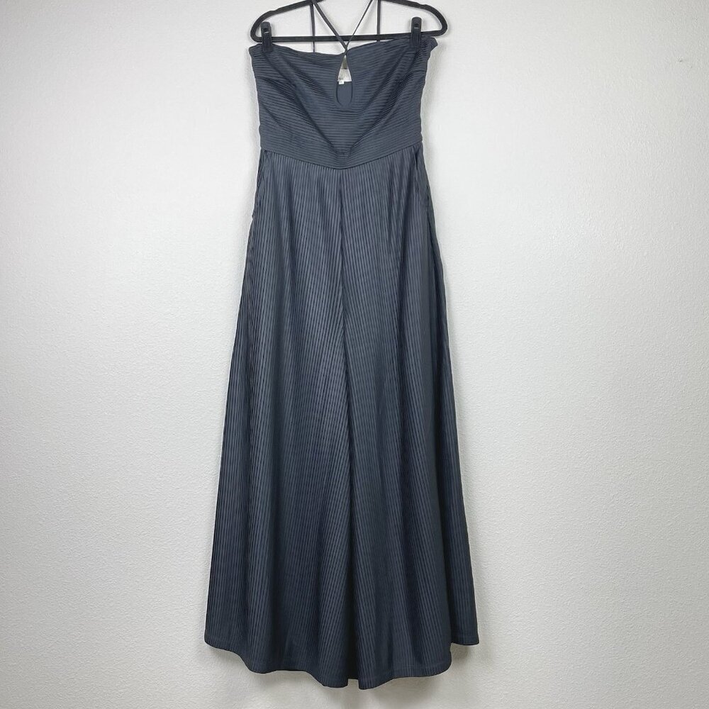 Carolina K Women's Medium Black Pleated Carem Jumpsuit Balloon Leg Hatler Keyhol